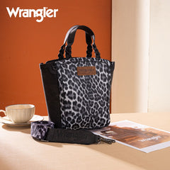 Wrangler Western Braided Handle Leopard Tote Bag