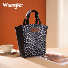 Wrangler Western Braided Handle Leopard Tote Bag