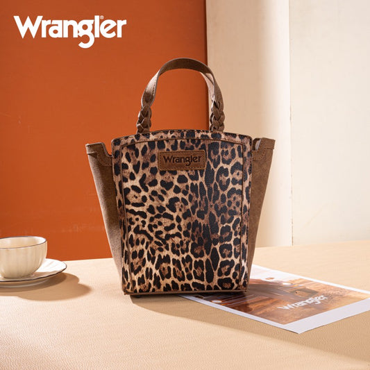 Wrangler Western Braided Handle Leopard Tote Bag