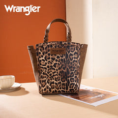 Wrangler Western Braided Handle Leopard Tote Bag