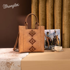 Wrangler Aztec Embroidered Crossbody Tote Bag
