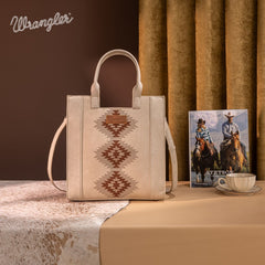 Wrangler Aztec Embroidered Crossbody Tote Bag