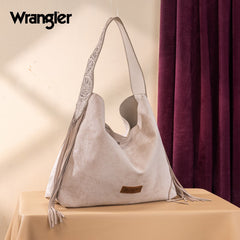 Wrangler Fringe Floral Tooled Hobo Bag