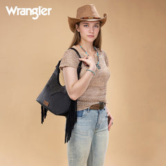 Wrangler Fringe Floral Tooled Hobo Bag