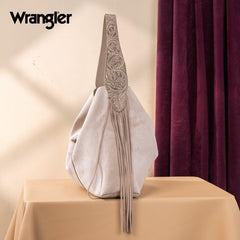 Wrangler Fringe Floral Tooled Hobo Bag