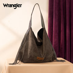 Wrangler Fringe Floral Tooled Hobo Bag