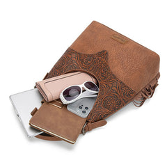 Wrangler Fringe Floral Tooled Hobo Bag