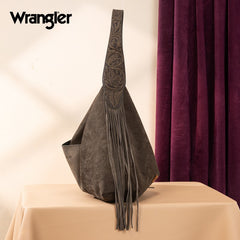 Wrangler Fringe Floral Tooled Hobo Bag