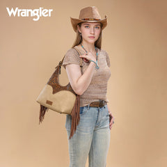 Wrangler Fringe Floral Tooled Hobo Bag