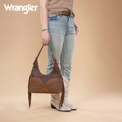 Wrangler Fringe Floral Tooled Hobo Bag