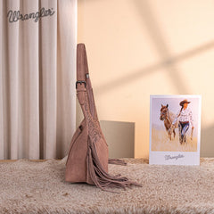 Wrangler Fringe Floral Tooled Hobo Bag
