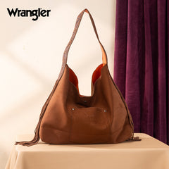 Wrangler Fringe Floral Tooled Hobo Bag