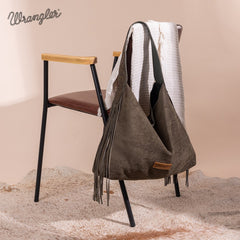 Wrangler Fringe Floral Tooled Hobo Bag