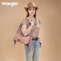 Wrangler Fringe Floral Tooled Hobo Bag