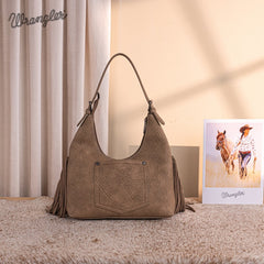 Wrangler Fringe Floral Tooled Hobo Bag