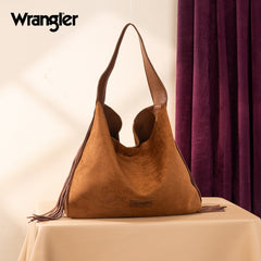 Wrangler Fringe Floral Tooled Hobo Bag