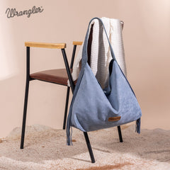 Wrangler Fringe Floral Tooled Hobo Bag