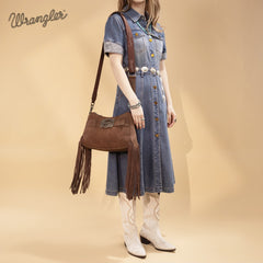 Wrangler Fringe Buckle Crossbody Hobo Bag