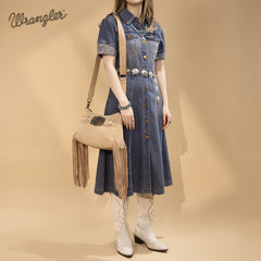 Wrangler Fringe Buckle Crossbody Hobo Bag