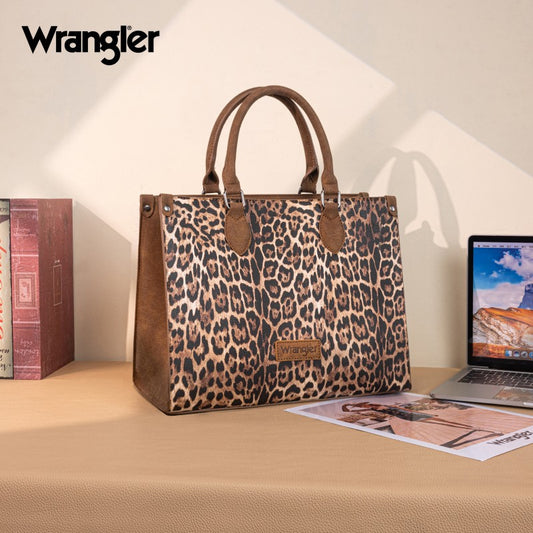 Wrangler Western All-over Leopard Print Wide Tote Bag