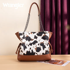 Wrangler Cow Print Chain Tote With Wallet Set