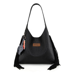 Wrangler Fringe Floral Tooled Hobo Bag