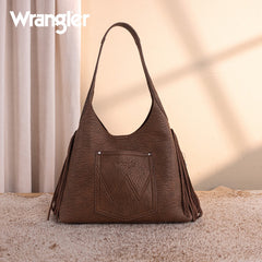 Wrangler Fringe Floral Tooled Hobo Bag