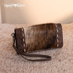 Trinity Ranch Genuine Hair-On Cowhide Tooled Concealed Carry Tote Bag