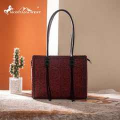Montana West Floral Tooled Tote Bag
