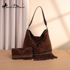 Montana West Boot Stitch Fringe Hobo Bag