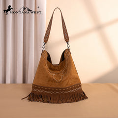 Montana West Boot Stitch Fringe Hobo Bag