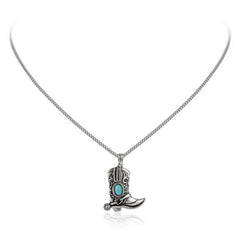 Wrangler Silver Boots Pendant Necklace Earrings Set