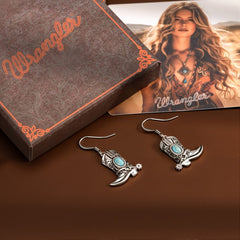 Wrangler Silver Boots Pendant Necklace Earrings Set