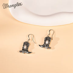 Wrangler Silver Boots Pendant Necklace Earrings Set