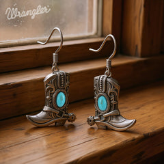 Wrangler Silver Boots Pendant Necklace Earrings Set