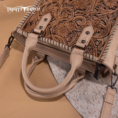 Trinity Ranch Western Floral Tooled Tote Bag