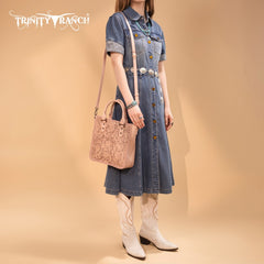 Trinity Ranch Western Floral Tooled Tote Bag