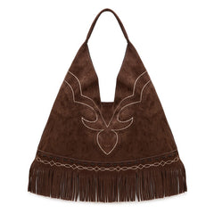 Montana West Boot Stitch Fringe Large Hobo Bag