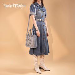 Trinity Ranch Western Floral Tooled Tote Bag