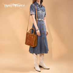 Trinity Ranch Western Floral Tooled Tote Bag