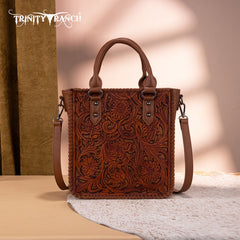Trinity Ranch Western Floral Tooled Tote Bag