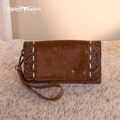 Trinity Ranch Genuine Hair-On Cowhide Tooled Tote Bag