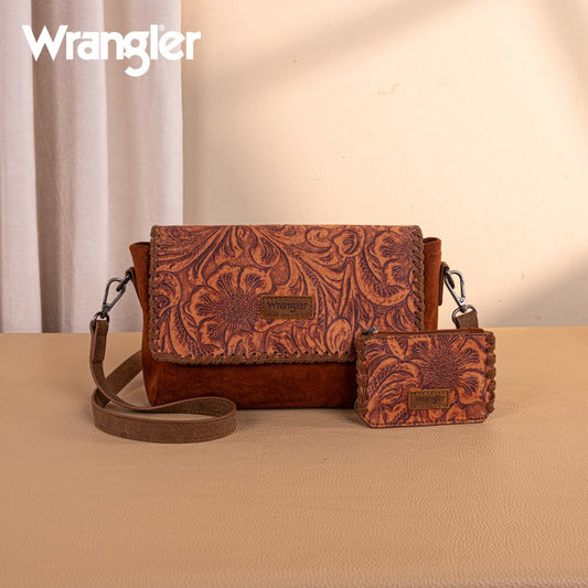 Wrangler Vintage Floral Printed Crossbody Bag with Small Pouch