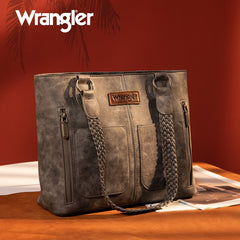 Wrangler Braided Detail Multi Pockets Concealed Carry Tote