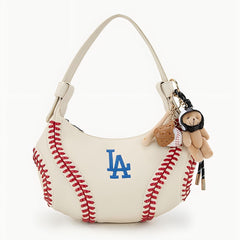 Mini Baseball Keychain with Wooden Bat