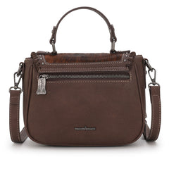 Trinity Ranch Hair-On Cowhide Saddle Shape Crossbody Satchel
