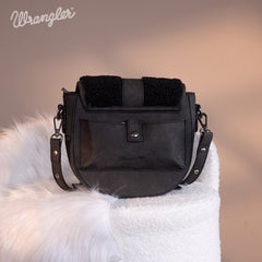 Wrangler Faux Shearling Flap Crossbody Purse