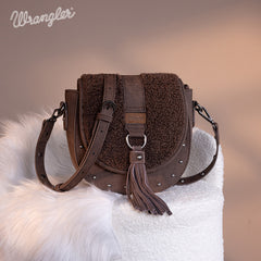 Wrangler Faux Shearling Flap Crossbody Purse