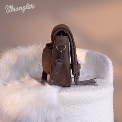 Wrangler Faux Shearling Flap Crossbody Purse