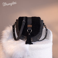 Wrangler Faux Shearling Flap Crossbody Purse